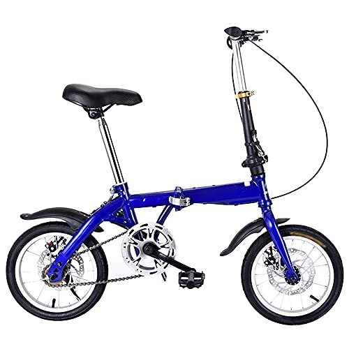Folding Bike : WZHSDKL Bicycl Mountain Bike Dustproof Wear-resistant Tires Low Friction, Effortless Riding, Breathable And Smooth Soft Cushion, Blue Folding Bike, 16 Inches