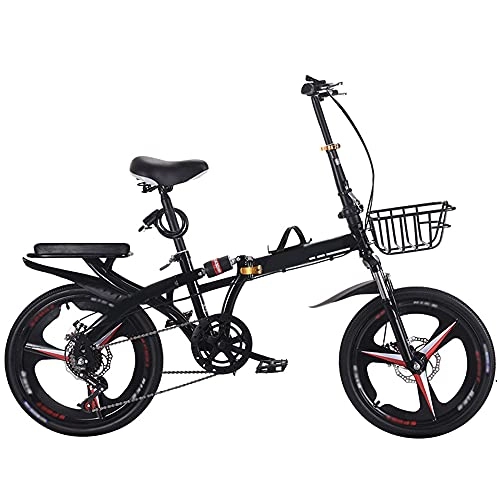 Folding Bike : WZHSDKL Black Bike Mountain Bike, Dustproof, Effortless Riding, Breathable And Smooth Soft Cushion, Wear-resistant Tires Folding Bicycl Low Friction(Size:16 inches)