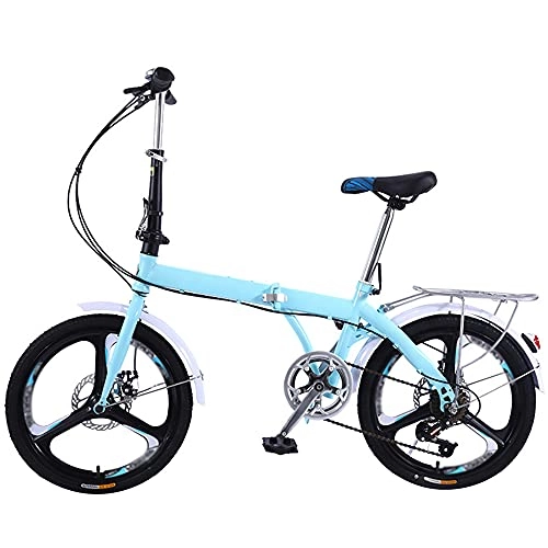Folding Bike : WZHSDKL Blue Mountain Bike Folding Bike 7 Speed Wheel Dual Suspension, Height And Save Space Better Adjustable Seat For Mountains And Roads P