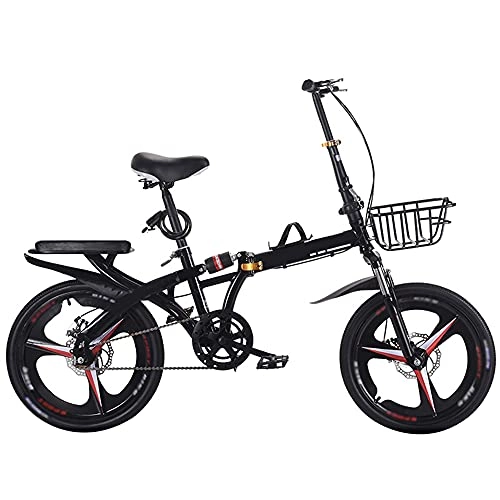 Folding Bike : WZHSDKL Folding Bicycl Bike Mountain Black Bike ​Wear-resistant Tires Bicycl Low Friction, Dustproof, Effortless Riding, Breathable And Smooth Soft Cushion(Size:16 inches)