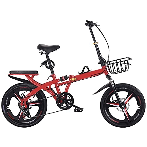 Folding Bike : WZHSDKL Mountain Bike ​Red Bike Wear-resistant Tires Folding Bicycl Low Friction, Dustproof, Effortless Riding, Breathable And Smooth Soft Cushion(Size:20 inches)