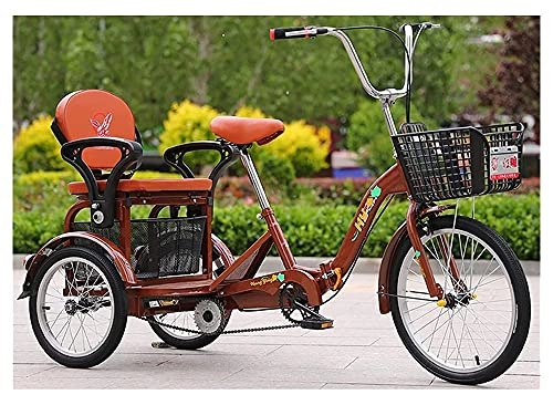 Folding Bike : XBR 3 Wheel Bicycle for Adults, Folding Tricycle Dual-Drive 3 Wheel for Adult Seniors Bicycles Trike with Cargo Basket Leisure Picnics & Shopping Pedal Bikes