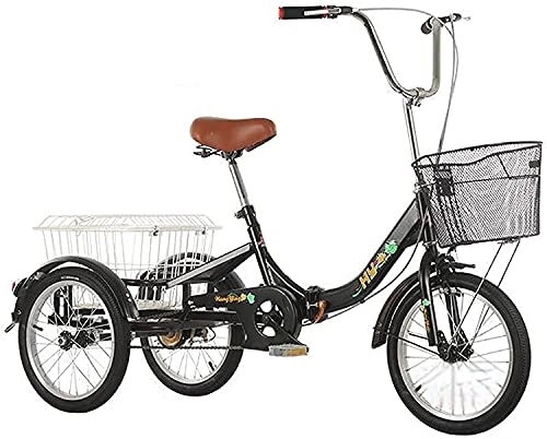 Folding Bike : XBR 3 Wheel Bicycle for Adults, Folding Tricycle for Adult Seniors 3 Wheel Cargo Bike 1-Speed Trike with Front Rear Large Shopping Basket Exercise Pedal