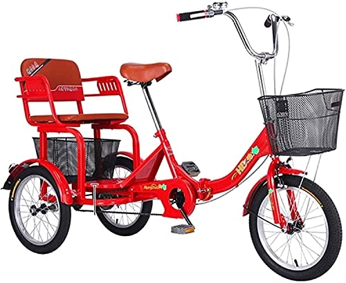 Folding Bike : XBR New Adult 3 Wheel Tricycle - Trike Cruiser Bike, Foldable Adult Three Wheel Tricycle 1 Speed 16 Inch with Rear Backrest Seat Basket for Seniors Shopping Or Carry Dogs