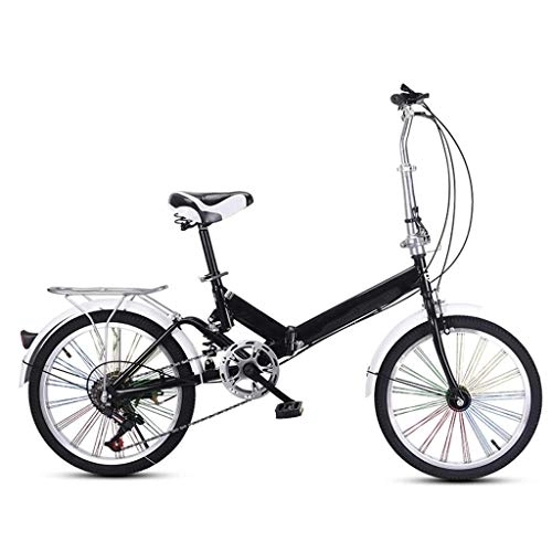 Folding Bike : XBSXP 20in Bikes For Women Folding Damping Bike, Ultra-light Portable Variable Speed Adult Bicycle, Student Small Wheeled Boys Bike，mens Bicycle Kids Bikes (Color : Black, Size : 20in)