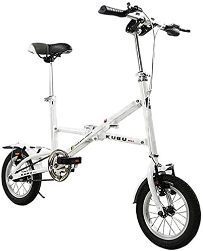 Folding Bike : XBSXP Folding Bicycle, Folding Car 12 Inch V Brake Speed Bicycle, Male And Female Children Bicycle, Student Bicycle, White