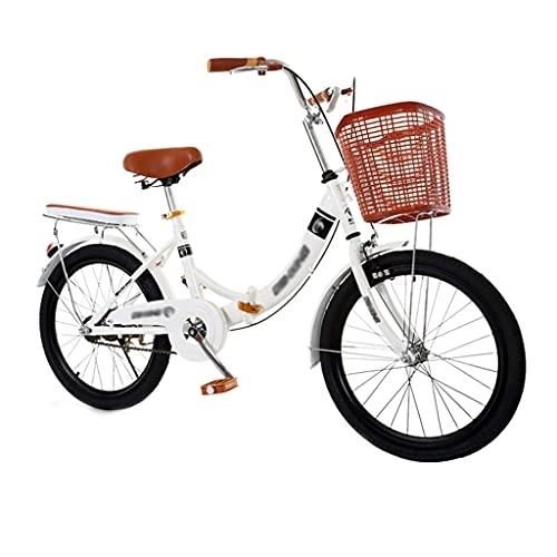 Folding Bike : XBSXP Lightweight Folding Bicycle High-Carbon Steel Speed Gears Bicycle with Rear Lights and Car Basket Portable Student Comfort Folding Bike