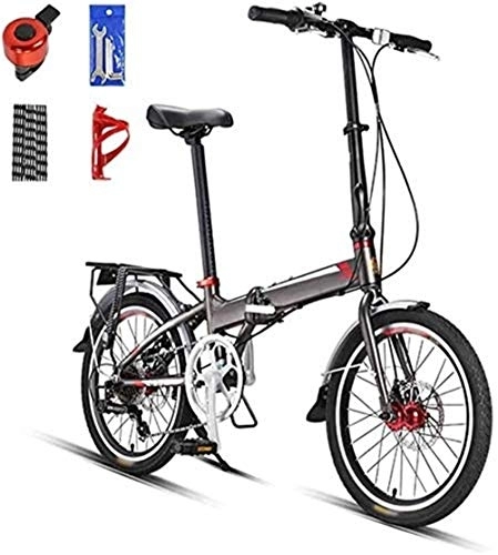 Folding Bike : XHLLX 20 Inches Lightweight Folding MTB Bike, Foldable City Commuter Bicycles, 7 Speed Mens Womens Mountain Bike, Double Disc Brake, A