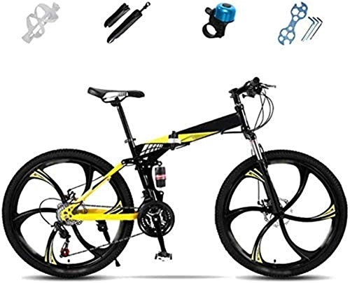 Folding Bike : XHLLX 24-Inch Folding Bicycle Mountain Bike 27-Speed Zoom Double Disc Full Suspension Bicycle Lightweight Off-Road Variable Speed Women's / Adult / Student / Car Bike, B