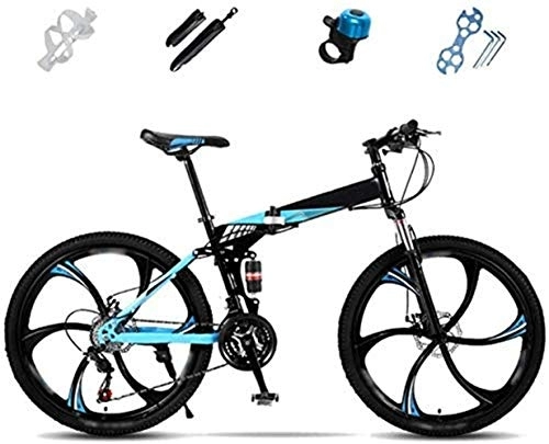 Folding Bike : XHLLX 24-Inch Folding Bicycle Mountain Bike 27-Speed Zoom Double Disc Full Suspension Bicycle Lightweight Off-Road Variable Speed Women's / Adult / Student / Car Bike, D