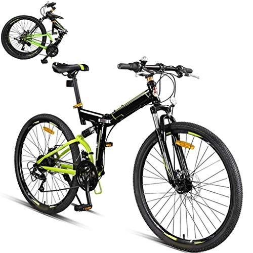 Folding Bike : XHLLX 26" Foldable Bicycle 24-Speed Folding Mountain Bike, Unisex Lightweight Commuter Bike, Double Disc Brake, MTB Full Suspension Bicycle, A