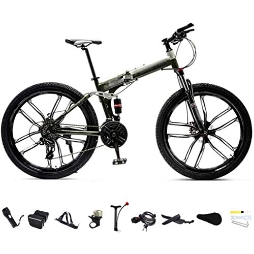 Folding Bike : XHLLX 26 Inch MTB Bicycle, Unisex Folding Commuter Bike, 24-Speed Gears Foldable Mountain Bike, Off-Road Variable Speed Bikes, Double Disc Brake / C Wheel / 26'', B