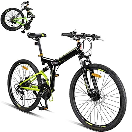 Folding Bike : XHLLX Foldable Bicycle 26 Inch, 24-Speed Folding Mountain Bike, Unisex Lightweight Commuter Bike, Double Disc Brake, MTB Full Suspension Bicycle, A