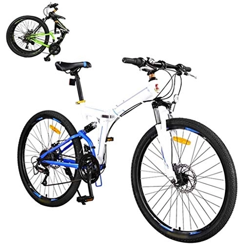 Folding Bike : XHLLX Foldable Bicycle 26 Inch, 24-Speed Folding Mountain Bike, Unisex Lightweight Commuter Bike, Double Disc Brake, MTB Full Suspension Bicycle, B