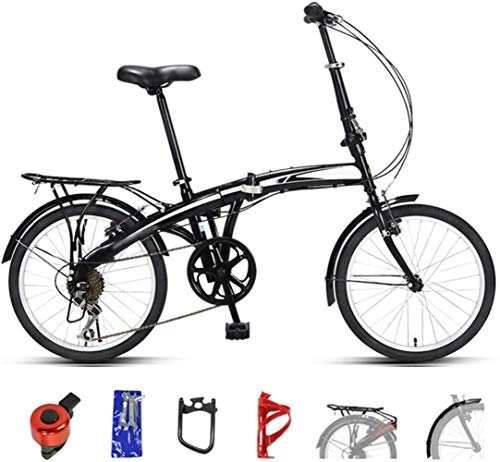 Folding Bike : XHLLX Mountain Bike Folding Bikes, 7-Speed Double Disc Brake Full Suspension Bicycle, 20 Inch Off-Road Variable Speed Bikes for Men And Women, A