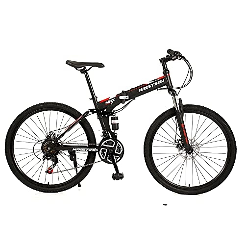 Folding Bike : XIANGDONG Adult Folding Bike, 25-inch Wheels, 21-Speed Drivetrain