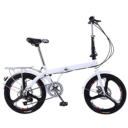 Folding Bike : XIANGDONG Folding Bike White Mountain Bike, 7 Speed Wheel Dual Suspension, Height And Save Space Better For Mountains And Roads Adjustable Seat
