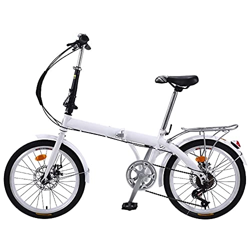 Folding Bike : XIANGDONG Mountain Bike Folding Bike White Suitable 7 Speed, Adjustable Seat, Outdoor Garden Balance ​Training ​Wheel, For Mountains And Roads