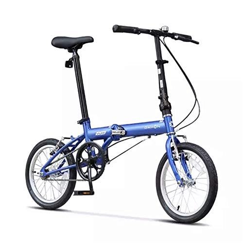 Folding Bike : XIAOFEI Folding Bicycle Bike High Carbon Steel Single Speed 16 Inch Urban Cycling Commuter Boys And Girls Adult Bike, Blue