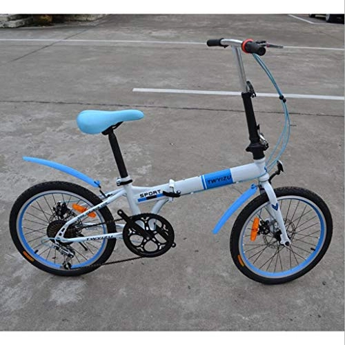 Folding Bike : Xiaoping 20 inch folding bicycle folding bicycle 7 speed change disc brake bicycle free riding bicycle (Color : Blue)