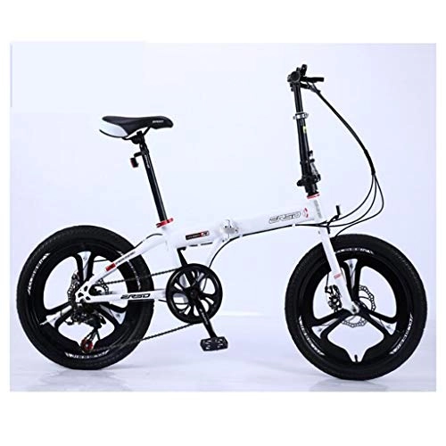 Folding Bike : Xiaoping Folding bicycle 20 inch lightweight women's adult bicycle ultra light portable student speed bicycle (Color : White)