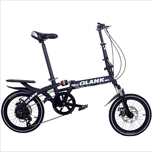 Folding Bike : Xiaoping New men and women folding bike 16 inch speed shock absorption adult student children portable driving bicycle
