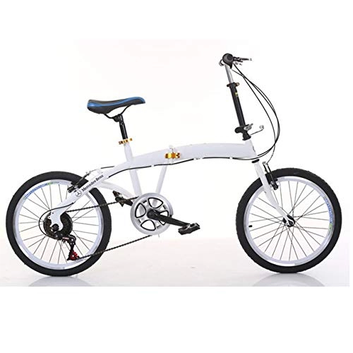 Folding Bike : Xiaoplay Lightweight Adult Folding Mountain Bike Portable Small Road Bicycle Outdoor Travel Exercise for Women Men Riding, White-20inch