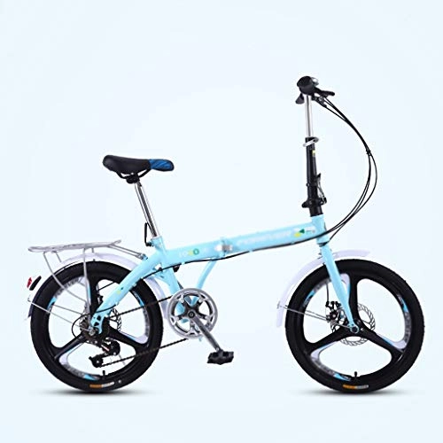 Folding Bike : Xilinshop Adult Folding Bikes Foldable Bicycle Ultra Light Portable Variable Speed Small Wheel Bicycle -20 Inch Wheels Mountain Bike (Color : Blue)