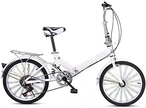 Folding Bike : XIN 20in Folding Mountain Bike Bicycle Adult Student Outdoors Sport Cycling Portable Variable Speed Folding Bike for Men Women Lightweight Folding Casual Damping Bicycle (Color : White)