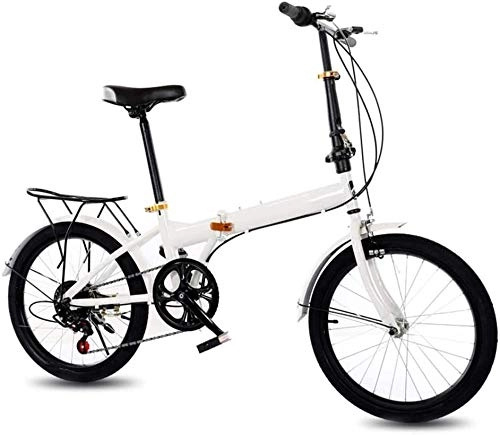 Folding Bike : XIN 6 Speed Folding Bike Mountain Cruiser Bicycle 20in Adult Student Outdoors Sport Cycling Portable Foldable Bike for Men Women Lightweight Folding Casual Damping Bicycle (Color : White)