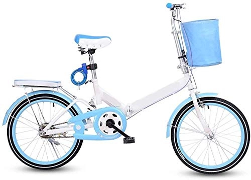Folding Bike : XIN Folding Bike Bicycle 20in Single Speed Adult Student Outdoors Sport Mountain Cycling High Carbon Steel Portable Bike for Men Women Lightweight Folding Casual Damping Bicycle (Color : Blue)