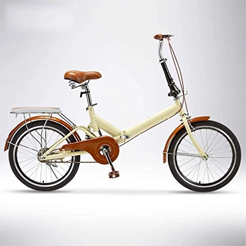 Folding Bike : XIN Folding Bike Bicycle 20in Single Speed Adult Student Outdoors Sport Mountain Cycling Ultralight Portable Foldable Bike for Men Women Lightweight Folding Casual Damping Bicycle (Color : Beige-b)