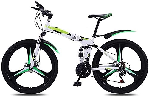 Folding Bike : XIN Folding Bike Mountain Bicycle 21 Speed Adult Student Outdoors Sport Cycling 26in High Carbon Steel Portable Foldable Bike for Men Women Lightweight Folding Casual Damping Bicycle (Color : Green)