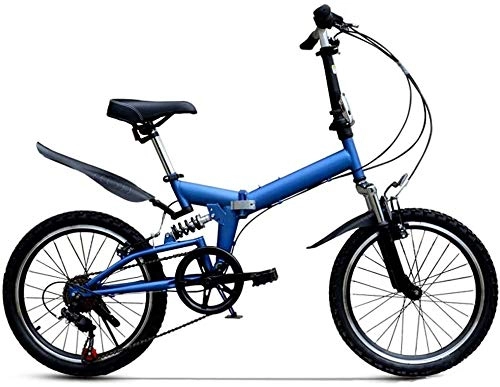 Folding Bike : XIN Folding Bike Mountain Bicycle Cruiser 20in Adult Student Outdoors Sport Cycling 6 Speed Ultra-light Portable Foldable Bike for Men Women Lightweight Folding Casual Damping Bicycle (Color : Blue)