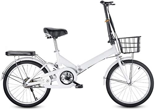 Folding Bike : XIN Folding Bike Mountain Cruiser Bicycle 20in Single Speed Adult Student Outdoors Sport Cycling Portable Foldable Bike for Men Women Lightweight Folding Casual Damping Bicycle (Color : White -B)