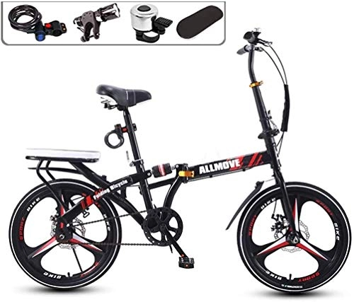 Folding Bike : XIN Folding Mountain Bike Bicycle Adult Student Cycling 16 / 20in Ultra-light Portable Folding Bike for Men Women Lightweight Folding Casual Damping Bicycle (Color : Black, Size : 20in)