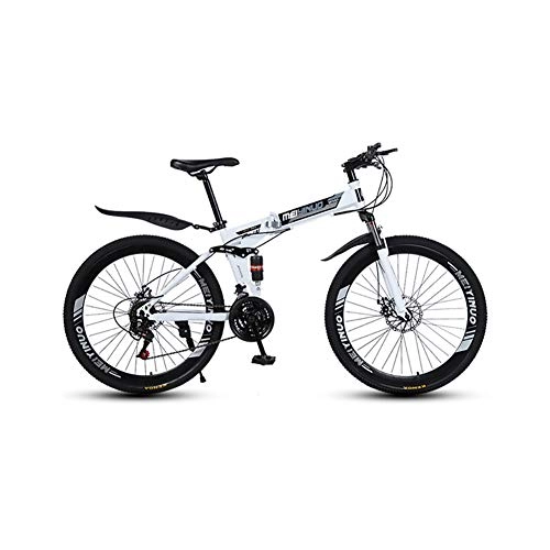 Folding Bike : XINGXINGNS 26" Bicycle Mountain Series, Great for City Riding and Commuting, 21 Speed Double Shock Absorption Soft Tail with Anti-Skid and Wear-Resistant Tire, White