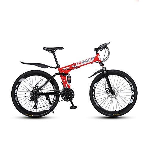 Folding Bike : XINGXINGNS 26'' Folding Bicycle, 21 Speed Double Shock Absorption Soft Tail Durable high-carbon steel thickened frame Great for City Riding and Commuting