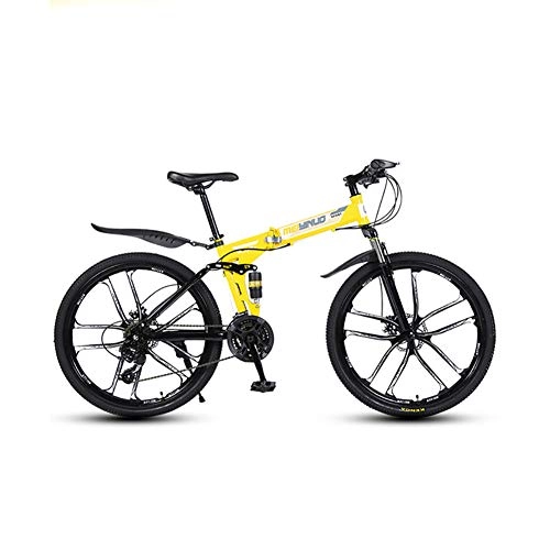 Folding Bike : XINGXINGNS 26'' Folding Mountain Bike, Carbon steel Frame 21 Speed Double Shock Absorption Soft Tail Great for City Riding and Commuting, Freestyle Bike for Boys and Girls