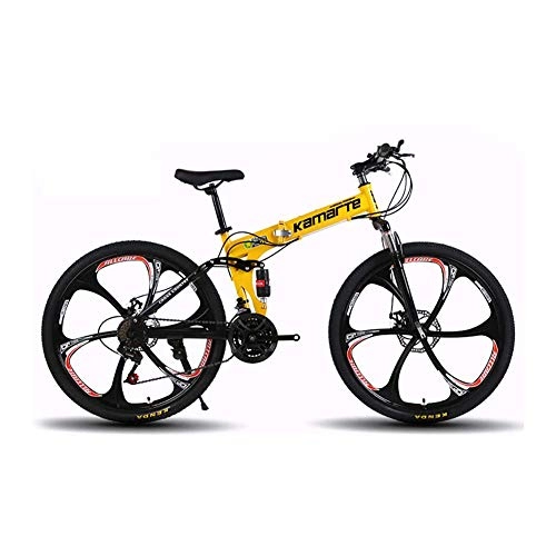 Folding Bike : XINGXINGNS 27 Speed 26" Mountain Bike Folding Bike, Carbon steel Frame Aluminum alloy wheel Great for City Riding and Commuting, Freestyle Bike for Boys and Girls Double Shock Absorber, 24inch27speed