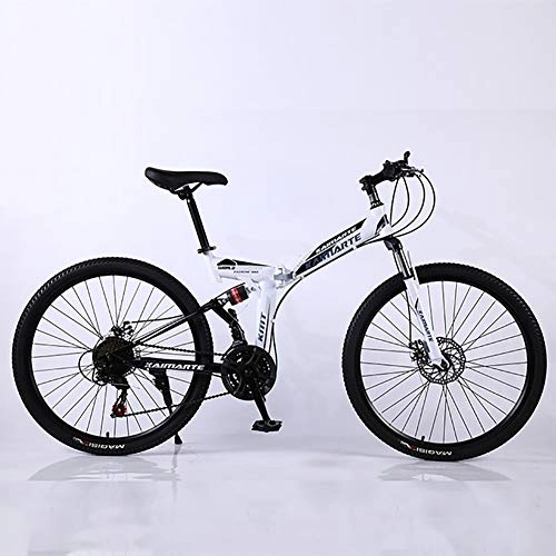 Folding Bike : XINGXINGNS Foldable Mountain Bike 21 Speed 26 inch Double Disc Brake High Carbon Steel Shock Absorption Frame Sports Leisure Men and Women Bicycle, 24inchs21speed