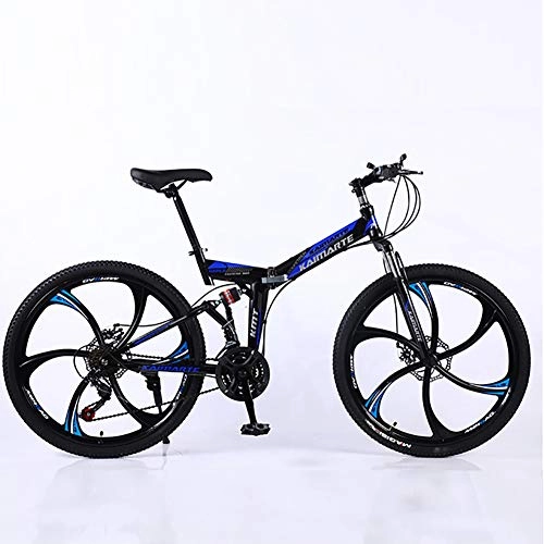 Folding Bike : XINGXINGNS Folding Bike, Folding Bike Unisex Mountain Bike High-Carbon Steel Frame MTB Bike 26Inch Mountain Bike 21Speeds with Disc Brakes and Suspension Fork, 26inch21speed