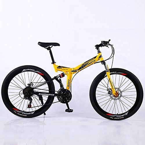 Folding Bike : XINGXINGNS Folding Mountain Bike 21 Speed 26 Inch Bicycle Sports Leisure Men and Women Double Shock Absorption High Carbon Steel Double Disc Brakes Off-Road Speed Adult Bicycle, 26inchs21speed