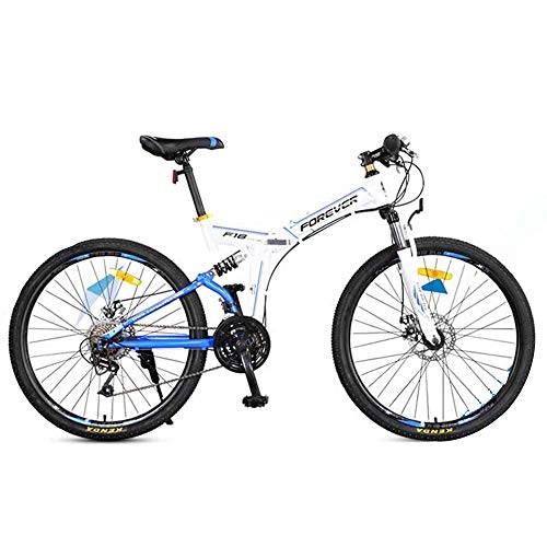 Folding Bike : XIXIA X Folding Mountain Bike Off-Road Bicycle Front and Rear Shock Double Disc Brakes Soft Tail Frame Student Adult Bicycle 24 Speed