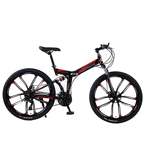 Folding Bike : XM&LZ Fat Tire Foldable Bike Outroad Bicycles, Variable Speed Disc Brake, High Carbon Steel Road Bikes For Adults Students A 21speed 24inch