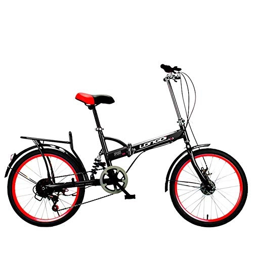 Folding Bike : XM&LZ Portable Folding Bike Bicycle, Variable Speed Ultra-light, Commuter Folding Bike With Basket For Adults Children Black 16inch