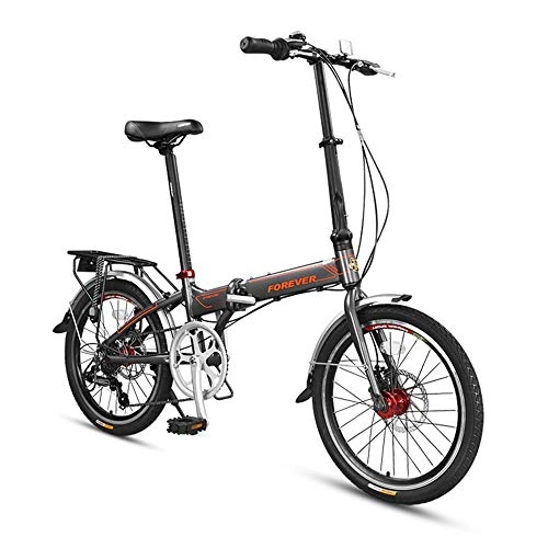 Folding Bike : XMIMI Aluminum Alloy Folding Bicycle Variable Speed Flywheel Double Disc Brakes Aluminum Alloy Drums Male and Female Road Mountain Bike 20 Inches