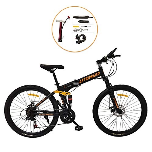 Folding Bike : XNEQ 26-Inch 21-Speed Adult Variable-Speed Folding Bicycle, Student Ultra-Light Portable Mountain Bike, Disc Brake Shock Absorption, Quick Release, Unisex