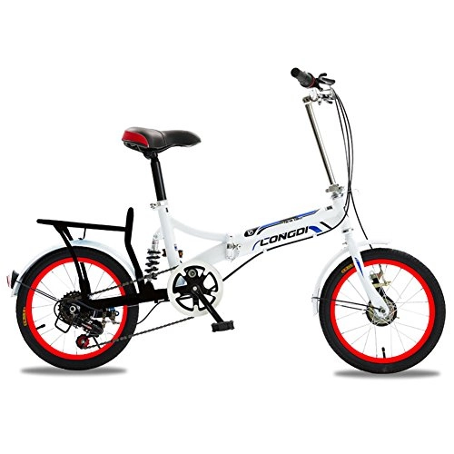 Folding Bike : XQ 1615URE Foldable Bicycle 16 Inch Adults Folding Bike 6-Variable Speed Ultralight Damping Men And Women Student Children's Bicycle (Color : #1)