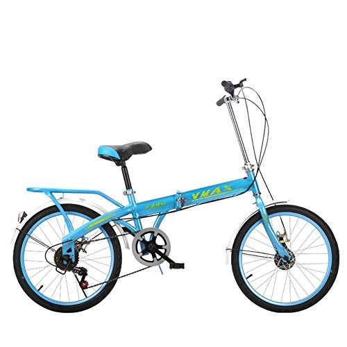 Folding Bike : XQ F380 Blue Folding Bike Ultralight Portable 16 / 20 Inches Single Speed Adult Children Bicycle (Size : 20inch)